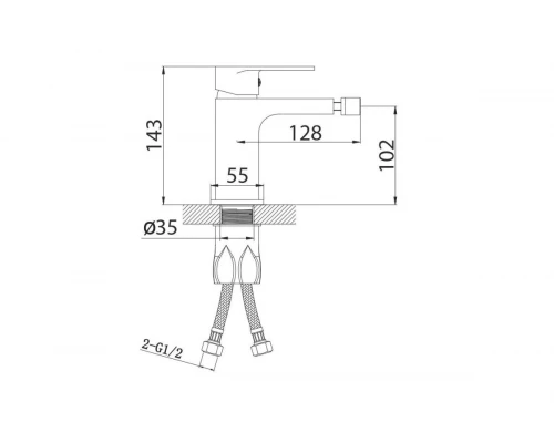 Смеситель Ganzer для биде из латуни GZ21051-F белый/хром
