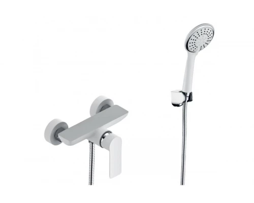 Смеситель для ванны и душа с лейкой и шлангом из латуни Ganzer GZ21052-F белый/хром