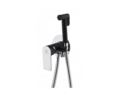 Смеситель для биде встраиваемый с лейкой и шлангом GZ21057-C цвет черный/хром от бренда Ganzer
