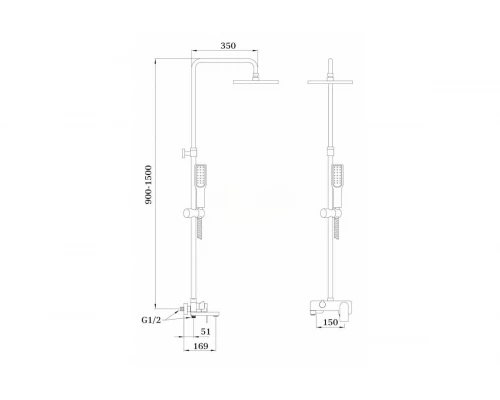 Душевая система из латуни с тропическим душем GZ21061-F белый/хром от бренда Ganzer