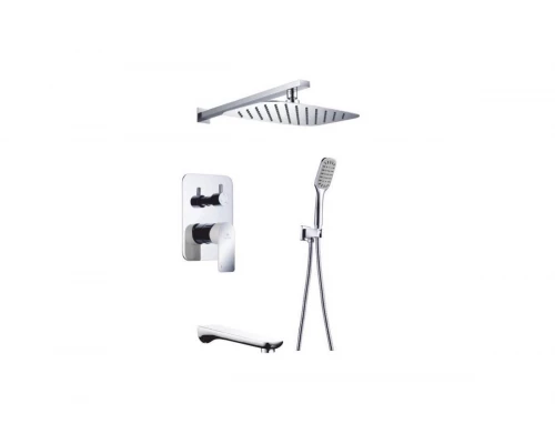 Душевая система скрытого монтажа из латуни с  тропическим душем GZ-21065 цвет хром от бренда Ganzer