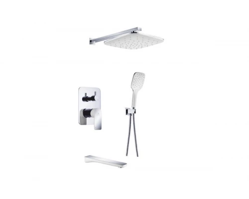 Душевая система скрытого монтажа из латуни с тропическим душем GZ-21065-F цвет белый/хром от бренда Ganzer