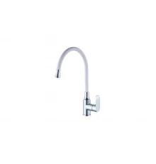 Смеситель для кухни из латуни с гибким изливом Ganzer GZ22021-F цвет белый/хром