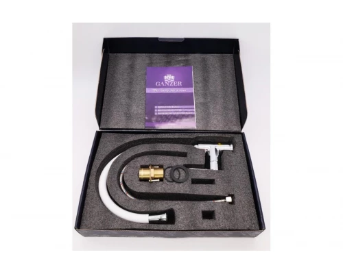 Смеситель для кухни из латуни с гибким изливом Ganzer GZ22021-F цвет белый/хром