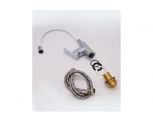 Смеситель для кухни из латуни с гибким изливом Ganzer GZ22021-F цвет белый/хром