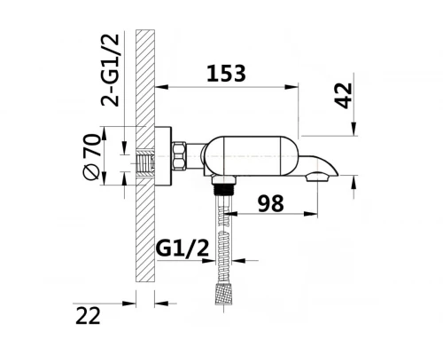 22031 Смеситель однорычажный для ванны GANZER (8/1шт)