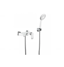 Смеситель для ванны и душа с лейкой и шлангом из латуни GANZER GZ22032-F белый/хром