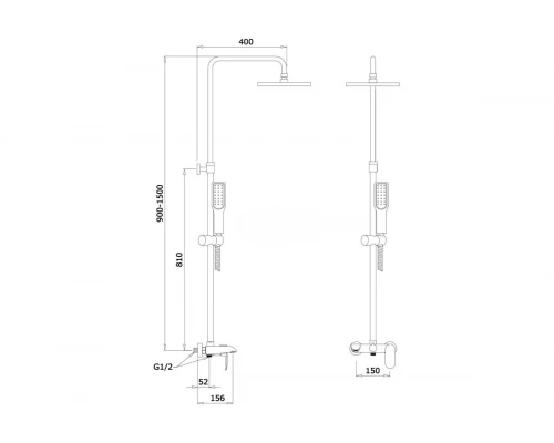 22062 Душевой релинг  GANZER  (4/1шт)