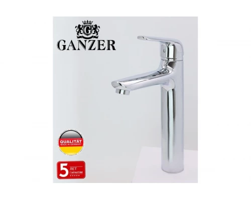 Смеситель для раковины с высоким литым изливом из латуни Ganzer GZ24012 хром
