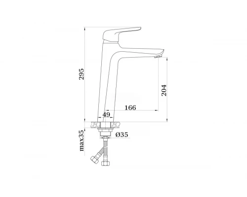 Смеситель для раковины с высоким литым изливом из латуни Ganzer GZ24012 хром