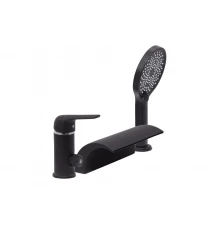 Смеситель на борт ванны из латуни с лейкой и шлангом Ganzer GZ24033-C черный