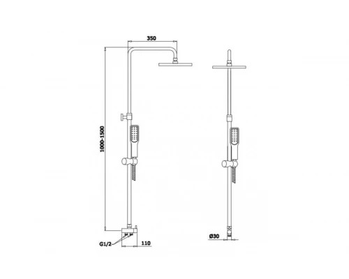 25072 Душевая система с переключателем  КРУГ.  "GANZER"  (4/1шт)