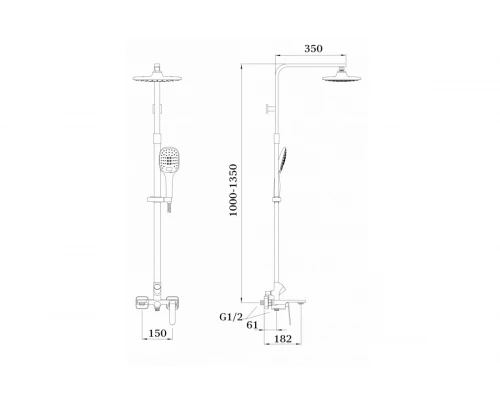 Душевая система с тропическим душем Ganzer GZ26061 хром