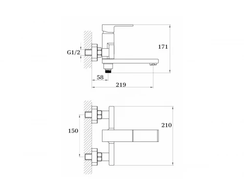 28032 Смес. для ванны (хром) GANZER  (6/1шт)