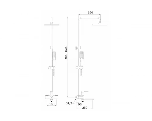 Душевая система с тропическим душем и смесителем с коротким изливом из латуни Ganzer GZ28061-С черный/хром