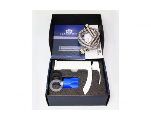 Смеситель для умывальника и раковины из латуни  Ganzer  GZ44011-F белый/хром