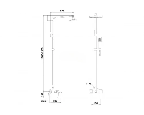Душевая система из латуни с тропическим душем шлангом и ручной лейкой GZ44062-D от бренда Ganzer цвет бронза
