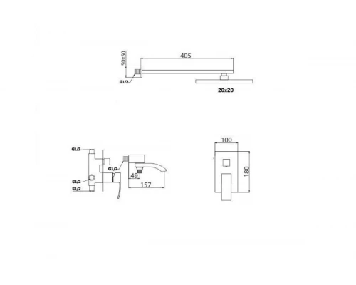 Душевая система скрытого монтажа с квадратным верхним душем GZ44065-F белый