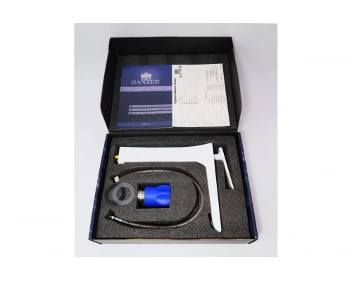 51012-F Смеситель для умыв. (ВЫС. бел.+хром)) "GANZER"  (10/1шт)