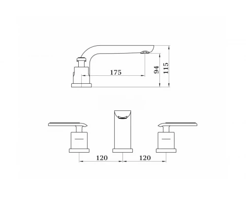 52011 Смеситель на борт раковины (3-отв) GANZER  (10/1шт)