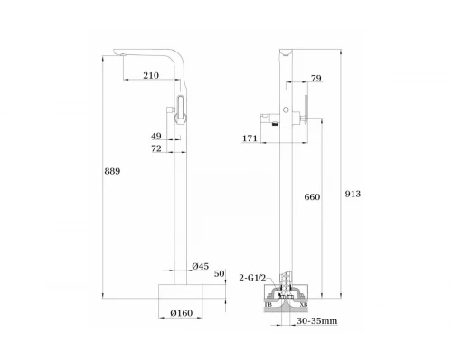Смеситель напольный для ванны Ganzer GZ52081 хром