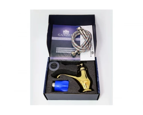 Смеситель для умывальника ретро Ganzer GZ77011-E золото