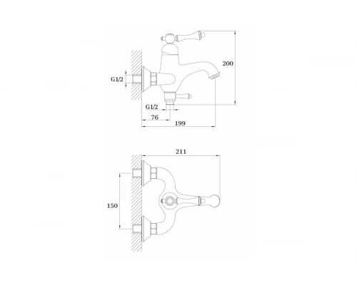 Смеситель для ванны и душа из латуни с лейкой и шлангом Ganzer GZ-77031-Е золото