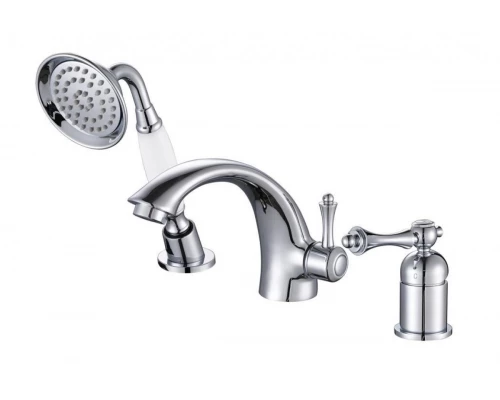 Смеситель на борт ванны из латуни с лейкой и шлангом Ganzer GZ77033 хром