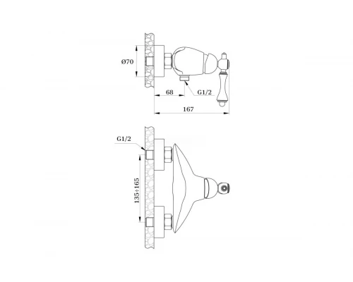 Смеситель для ванны и душа с лейкой и шлангом  из латуни Ganzer GZ77052 хром