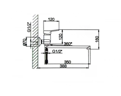 Смеситель для ванны и душа из латуни с лейкой и шлангом Hansen H22007 цвет хром