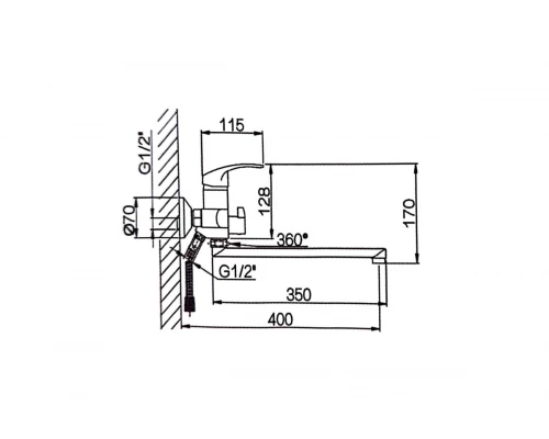 Смеситель для ванны Hansen H22012 хром