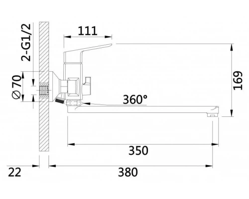 Смеситель для ванны и душа с лейкой и шлангом H22035 от бренда Hansen
