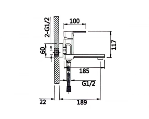 Смеситель для ванны и душа из латуни с лейкой и шлангом HANSEN H30010 хром