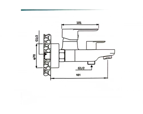 Смеситель для ванны и душа Hansen H30018-C с лейкой, шлангом и настенным креплением