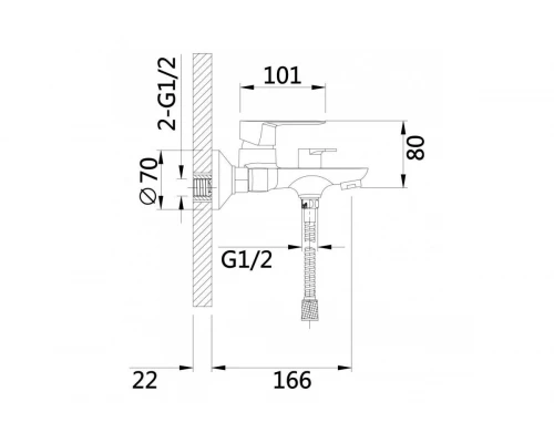 Смеситель для ванны и душа Hansen H30018-F с лейкой, шлангом и настенным креплением