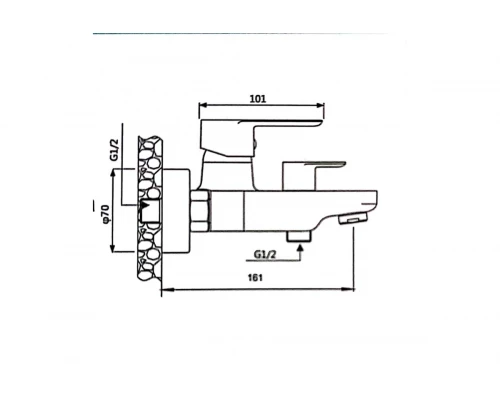 Смеситель для ванны и душа Hansen H30018-F с лейкой, шлангом и настенным креплением