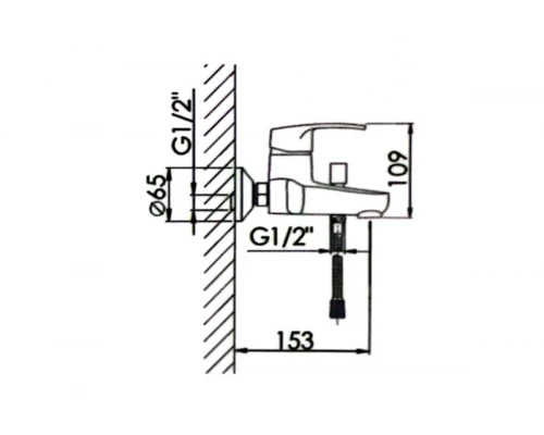 Смеситель для ванны и душа из латуни с лейкой и шлангом Hansen H30022 хром
