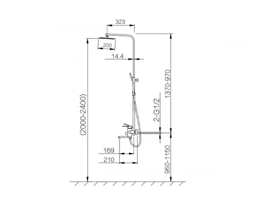 Душевая система с тропическим душем Hansen H33001 хром