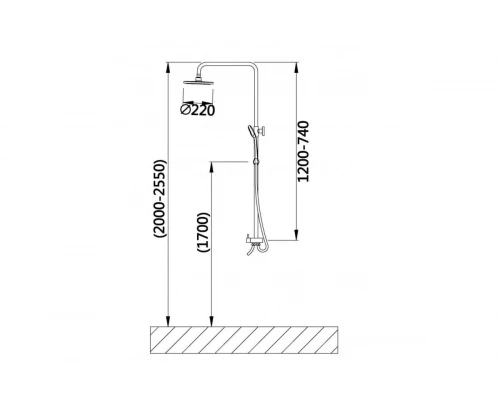 Душевой комплект с круглым душем Hansen H34001 хром
