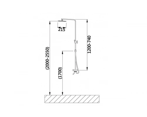 Душевой комплект с квадратным душем Hansen H34002 хром
