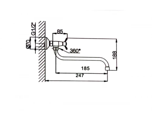Двухвентильный настенный смеситель для кухни Hansen H46055 хром