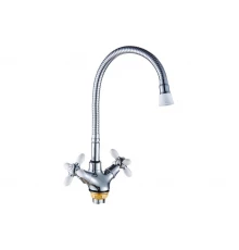 Двухвентильный смеситель для кухни Hansen H52052-F белый/хром