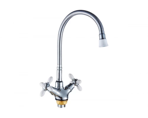 Двухвентильный смеситель для кухни Hansen H52052-F белый/хром