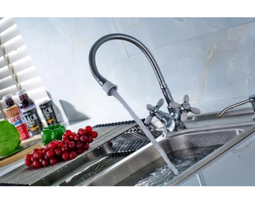 Двухвентильный смеситель для кухни Hansen H52052-F белый/хром