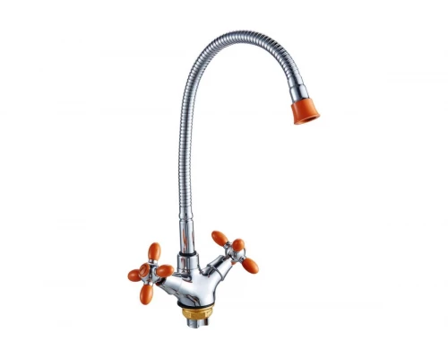 Двухвентильный смеситель для кухни Hansen H52052-S оранжевый/хром