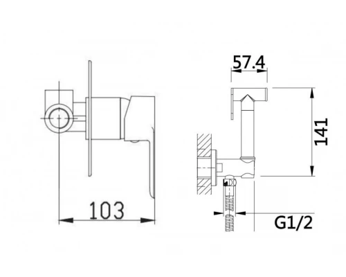 Смеситель встраиваемый для биде Hansen H60018 хром