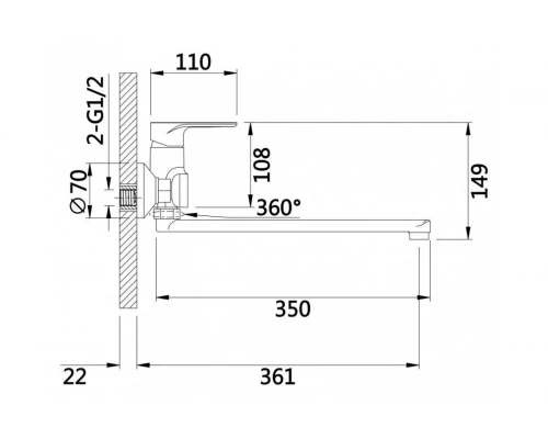 Смеситель для ванны Hansen HL22016-C