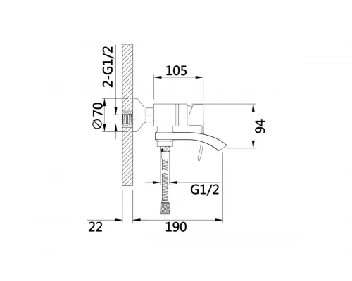 Смеситель для ванны Hansen HL30044 хром