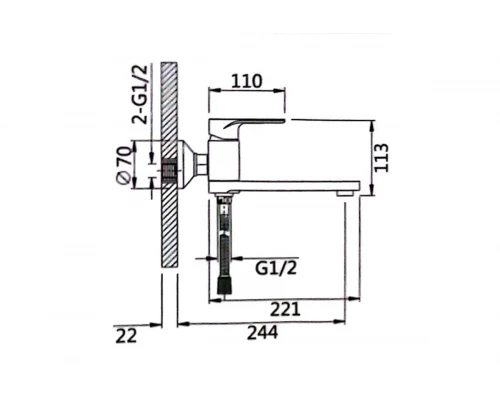 Смеситель для ванны и душа из латуни с лейкой и шлангом Hansen HL32016-C черный