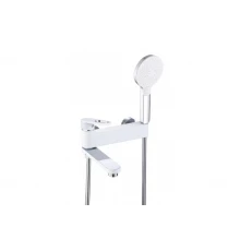 Смеситель для ванны и душа из латуни с лейкой и шлангом Hansen HL32016-F белый/хром